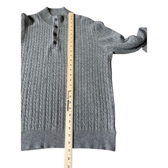UNTUCKit Cashmere Cable Knit 1/4 Button Pullover Sweater La Frenz medium M Gray - Picture 7 of 8